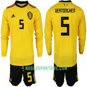 Koszulka Belgia VERTONGHEN 5 Dziecięcy Mistrzostwa Świata 2018 Wyjazdowe Stroje Piłkarskie Długi Rękaw